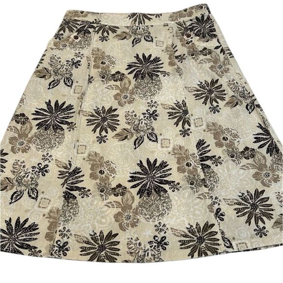 Christopher & Banks sz10 Aline brown/tan/cream flowered back zip skirt w/pockets - Picture 1 of 12